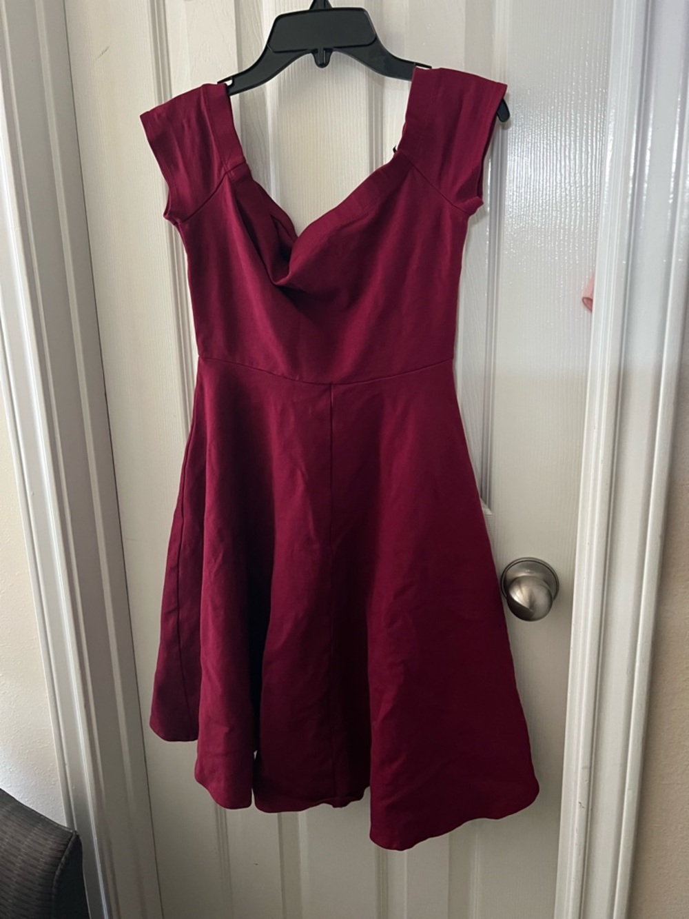 Windsor Sleeveless Burgundy Cowl-Neck Fit & Flare Dress